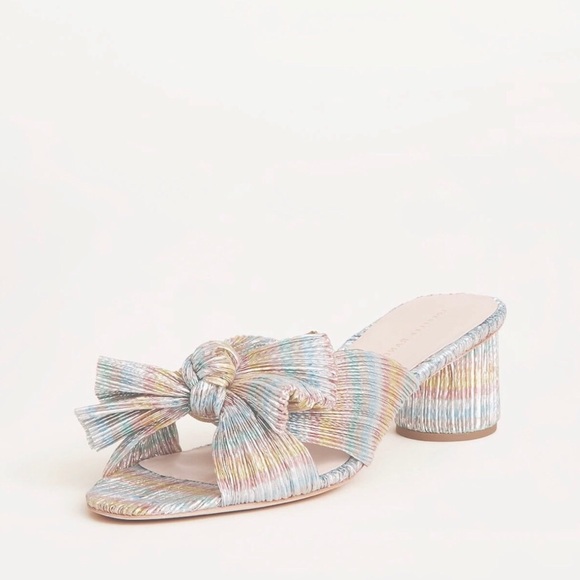emilia mid heel pleated knot slide